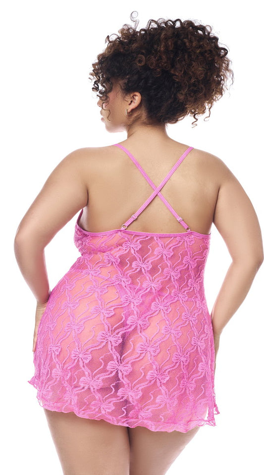 Plus Size Romance Lace Babydoll Set