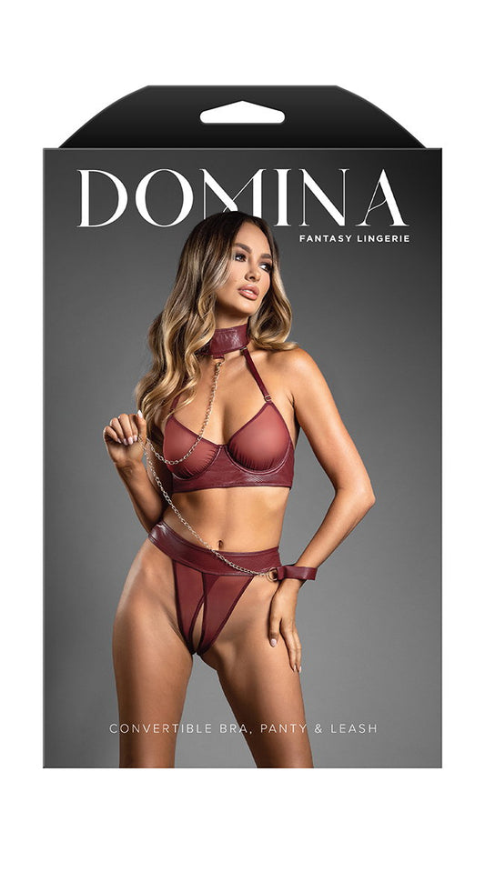 Embossed Faux Leather Bra & Panty Set