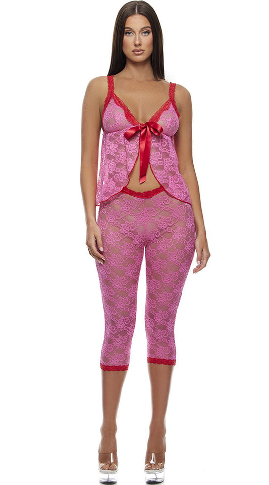 Lounge Affair Babydoll Cami and Capris Lingerie Set