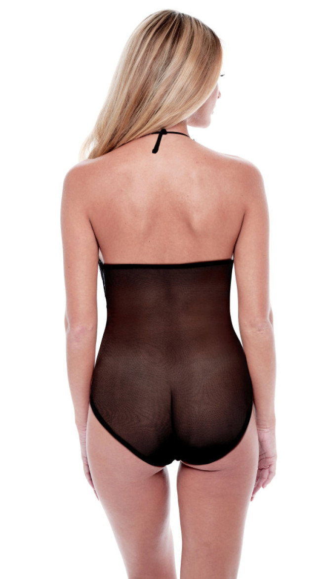 Eco Lace And Mesh Teddy Black