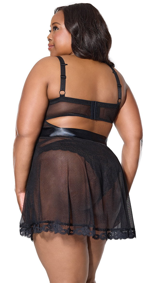 Plus Size Mesh Babydoll Dress