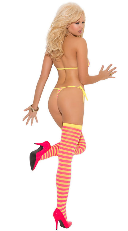 Sherbet Striped Bra, Panty and Stockings Set