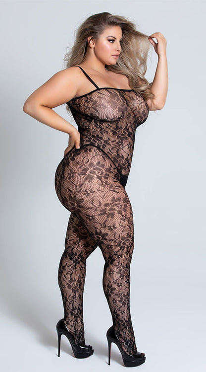 Plus Size Lace Rose Bodystocking