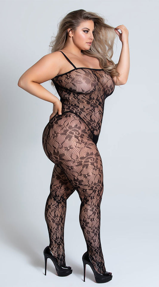 Plus Size Lace Rose Bodystocking