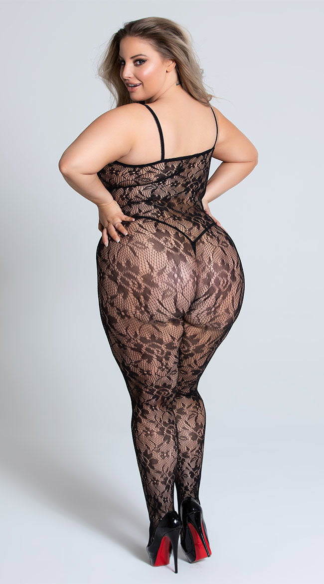 Plus Size Lace Rose Bodystocking