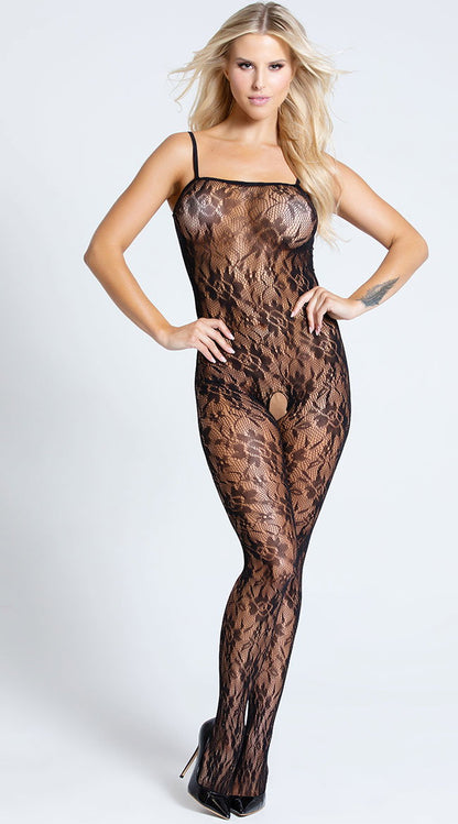 Plus Size Lace Rose Bodystocking