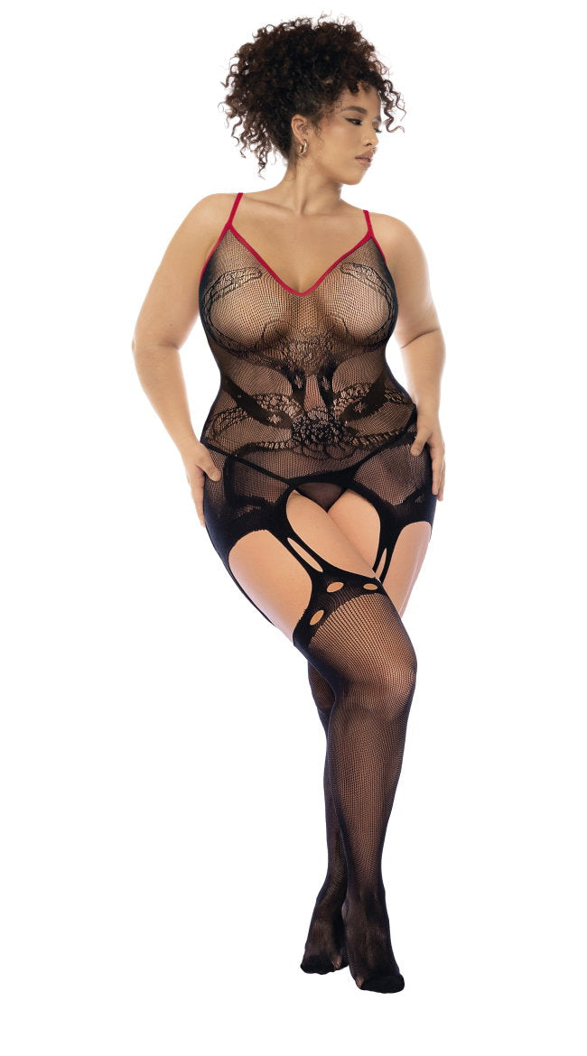 Plus Size Snake Fishnet Bodystocking