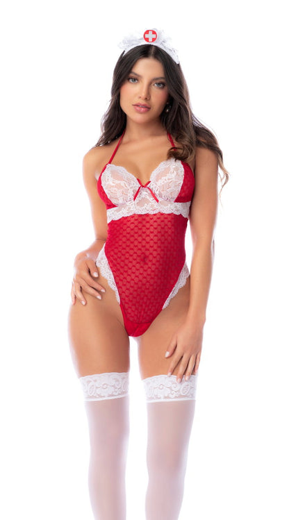 Lace Nurse Inspired Bodysuit High Cut