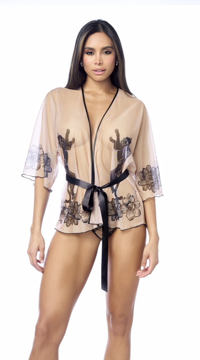 Sheer Temptation Floral Robe Set