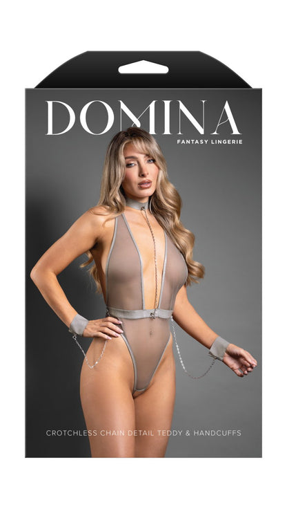 Crotchless plunge teddy