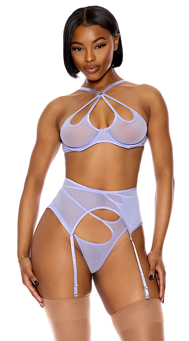 Feeling Butterflies Mesh Halter Bra Set