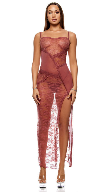 Patch Of Petals Lace Nightgown Lingerie Set