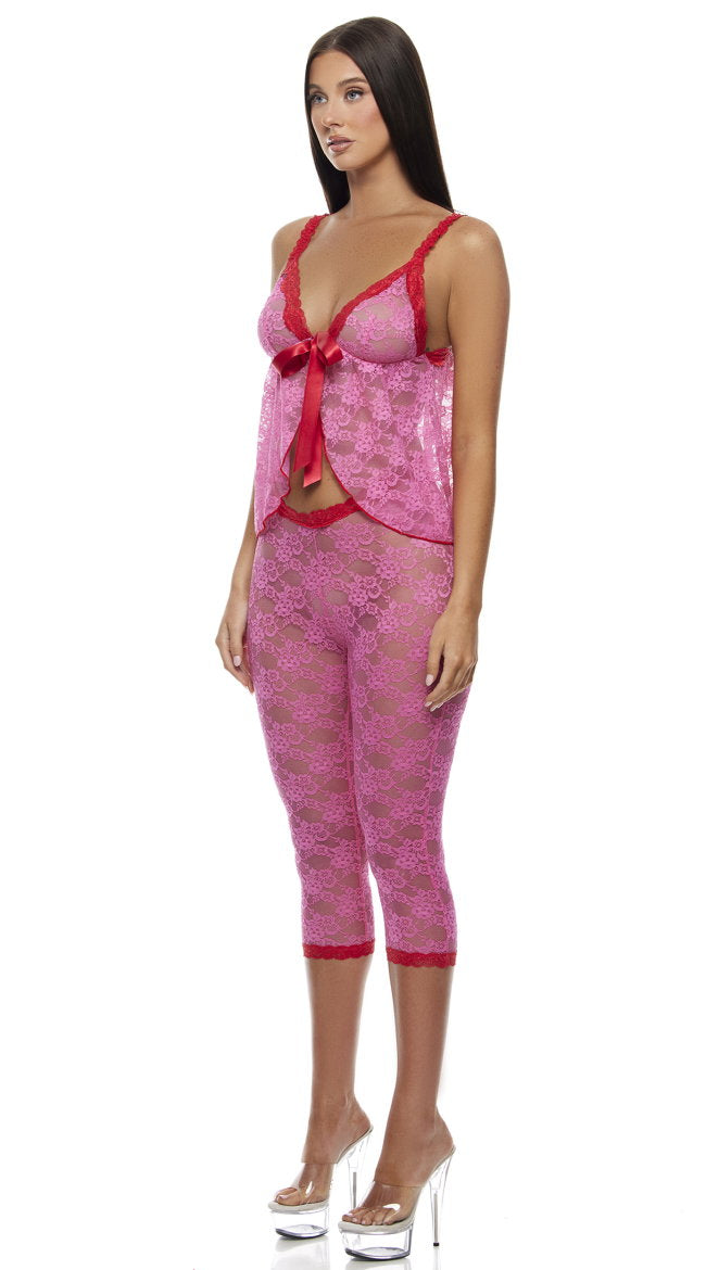 Lounge Affair Babydoll Cami and Capris Lingerie Set
