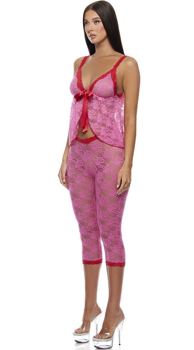 Lounge Affair Babydoll Cami and Capris Lingerie Set