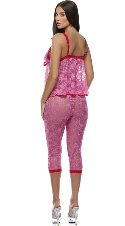 Lounge Affair Babydoll Cami and Capris Lingerie Set