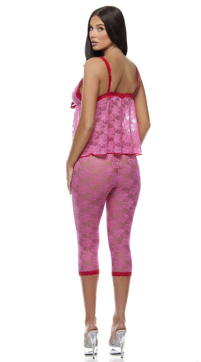 Lounge Affair Babydoll Cami and Capris Lingerie Set