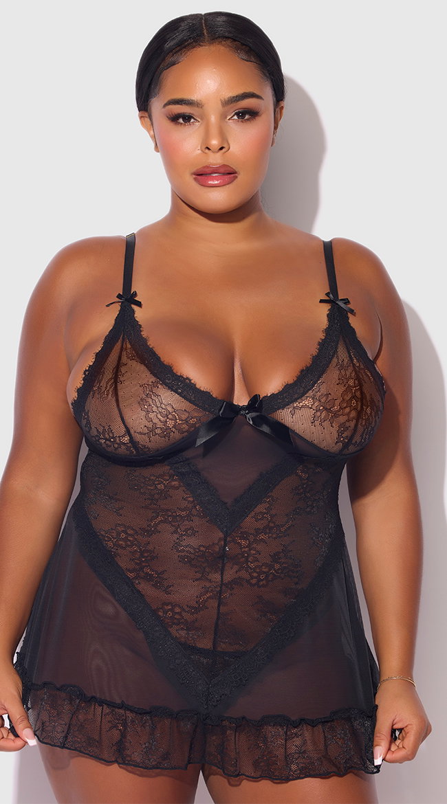 Plus Size Kiki Lace Babydoll Set
