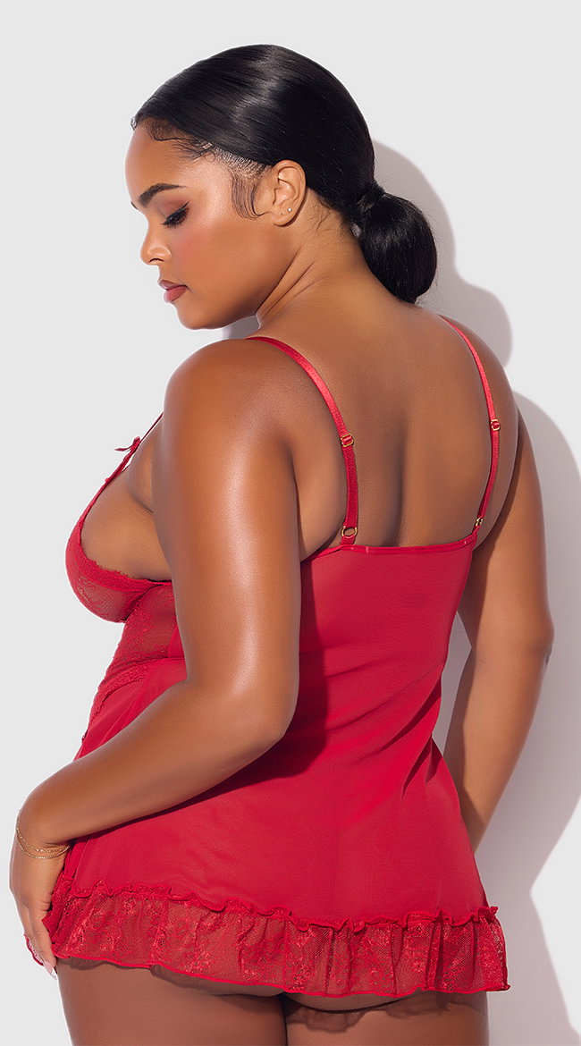 Plus Size Kiki Lace Babydoll Set