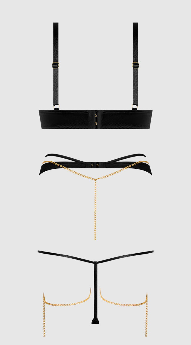 Evangeline Satin And Chain Bra Set