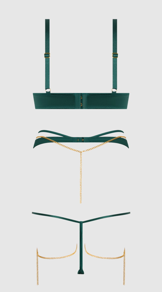 Evangeline Satin And Chain Bra Set