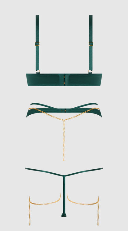 Evangeline Satin And Chain Bra Set