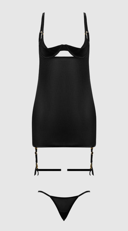 Yasmine Shimmer Mesh O Ring Chemise Set