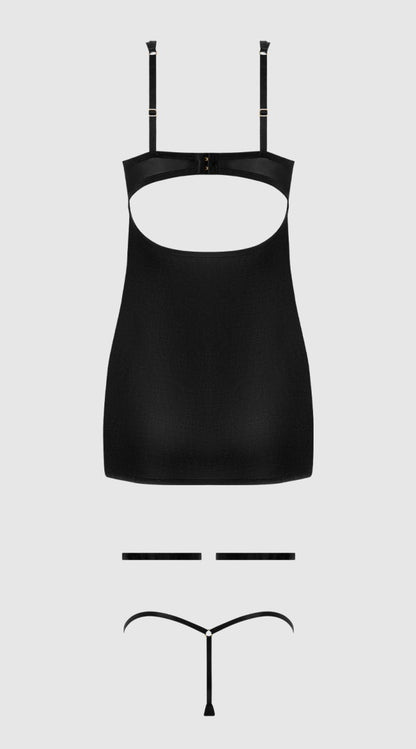 Yasmine Shimmer Mesh O Ring Chemise Set
