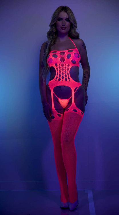 Crotchless Bodystocking Attached With Thigh High