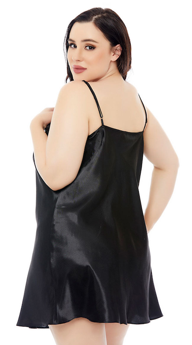 Plus Size Midnight Satin Chemise