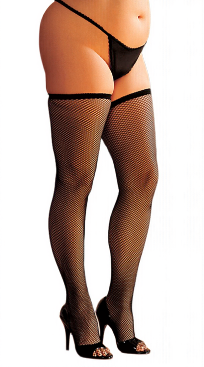 Plus Size Basic Fishnet Thigh High Stockings