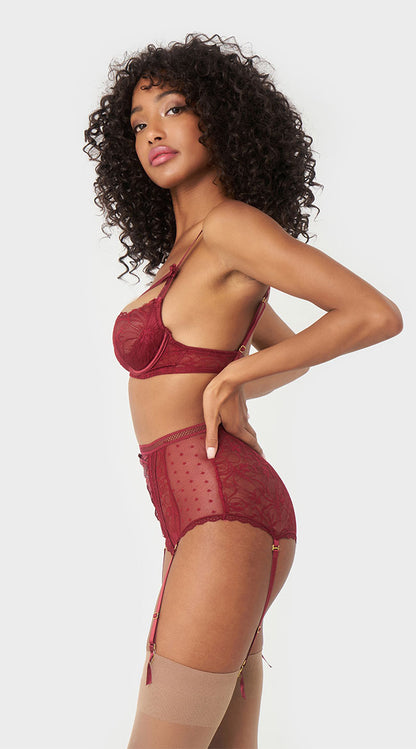 High Waisted Lace Bra Set