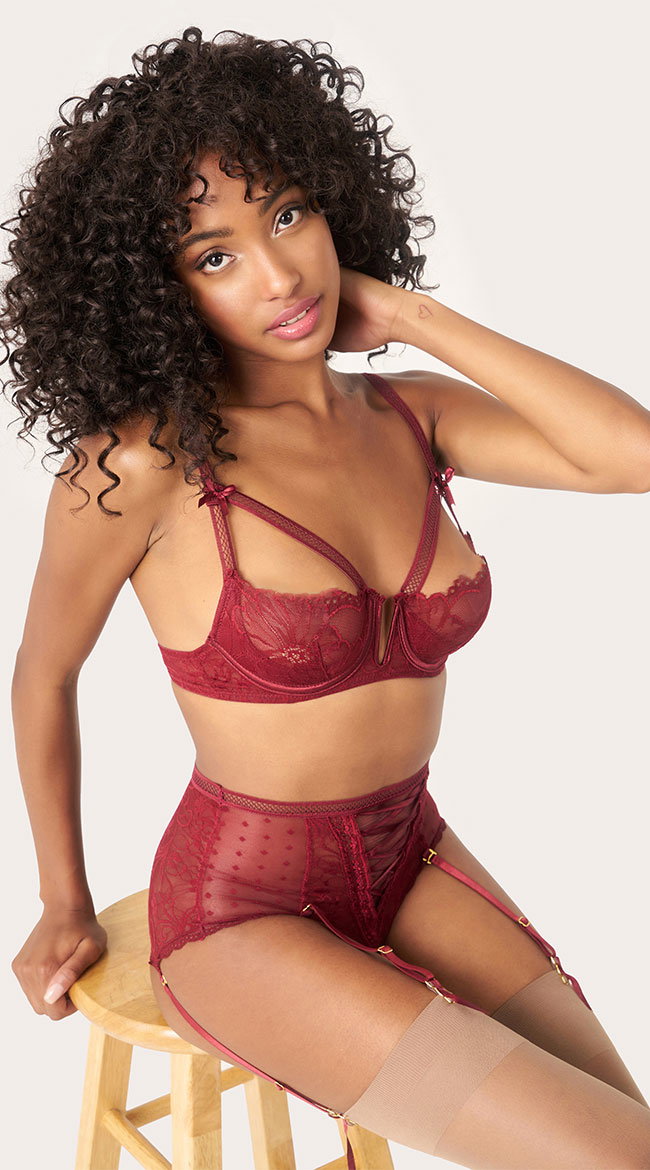 High Waisted Lace Bra Set