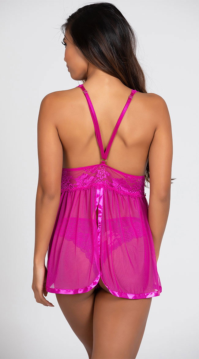 Evening Romance Lace and Mesh Babydoll Set