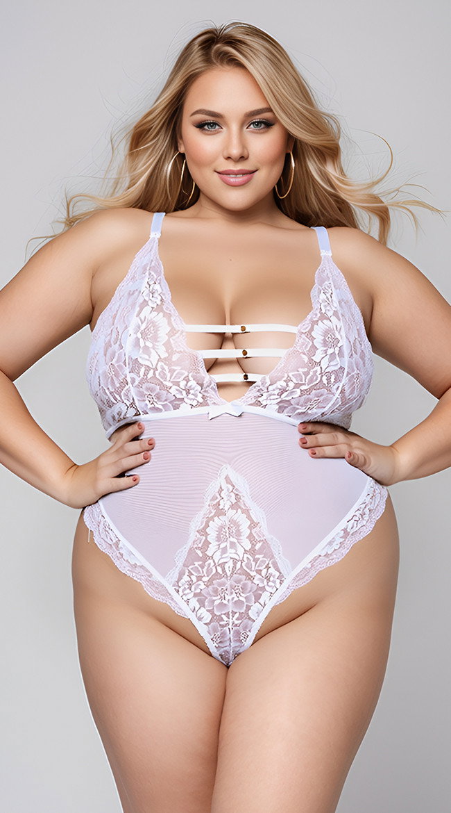 Plus Size Lacy Lurex Mesh Teddy