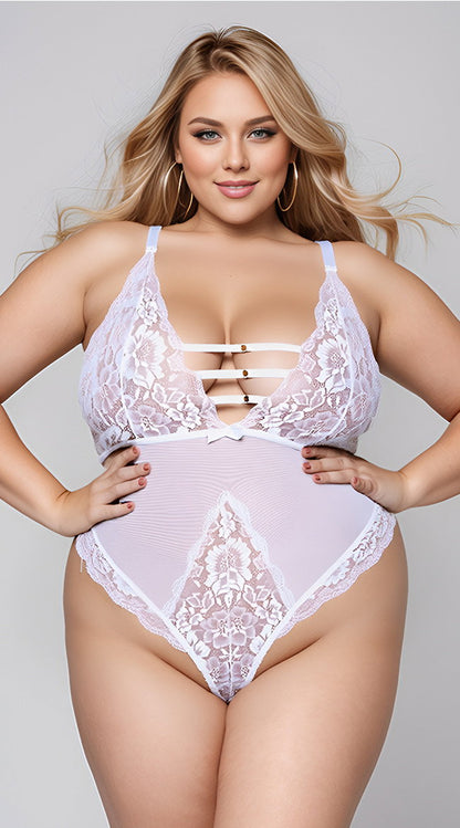 Plus Size Lacy Lurex Mesh Teddy